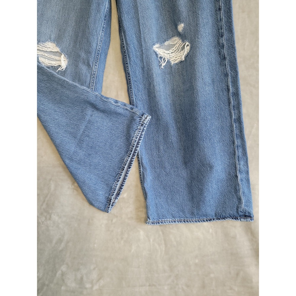 Gap Baggy Mid Rise Jeans Womens 29/8R Blue Medium Wash Wide Leg Distressed - Picture 4 of 8